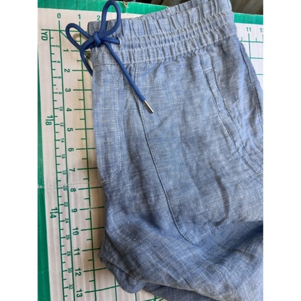 Athleta 4 Linen Jogger Pants Blue Casual Beach Coastal Summer 100% Linen - Picture 6 of 10
